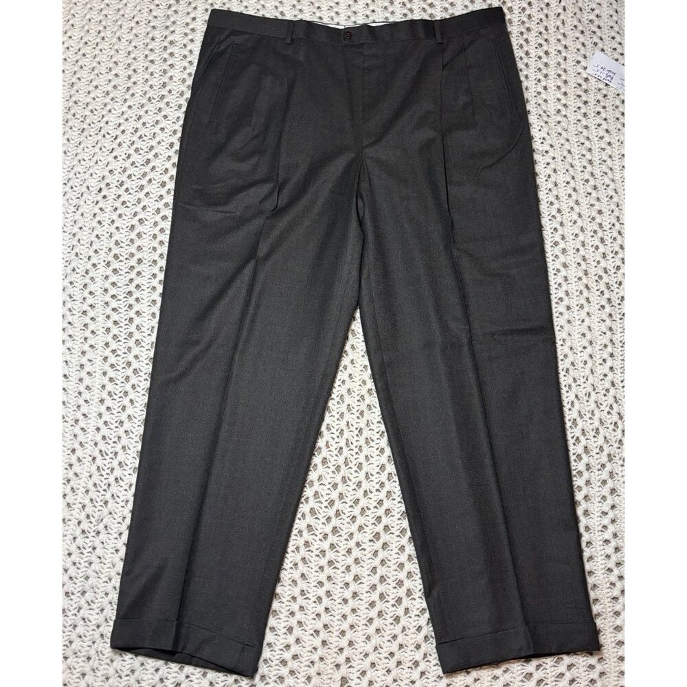 Zanella Nordstrom Duncan Brown Pure Wool Dress Pants Slacks 46x33 Trousers Italy
